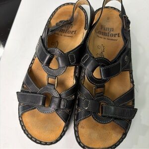 Finn Comfort Black Leather Slingback Sandals with Cushioned Footbed US 9/ EU 40